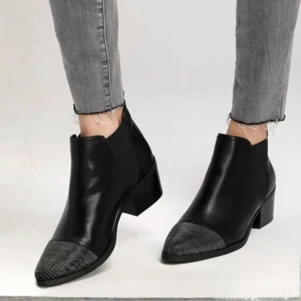Report Zerega Ankle black Booties silver Chain Pointy Toe Bootie 9.5